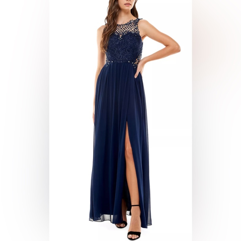 Juniors' Embellished Illusion Tulip Gown, Created for Macy's